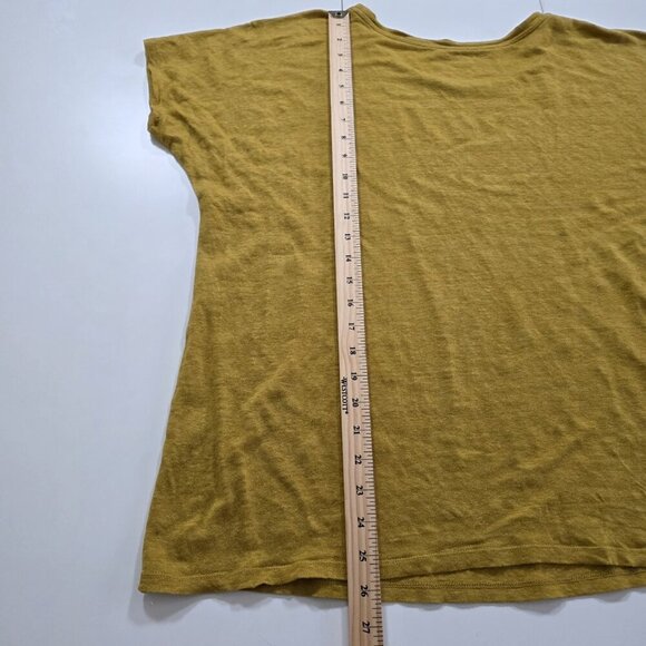 Eileen Fisher Top Womens 3X Yellow Mustard Tunic SS Round Neck Office Lagenlook - Picture 6 of 12